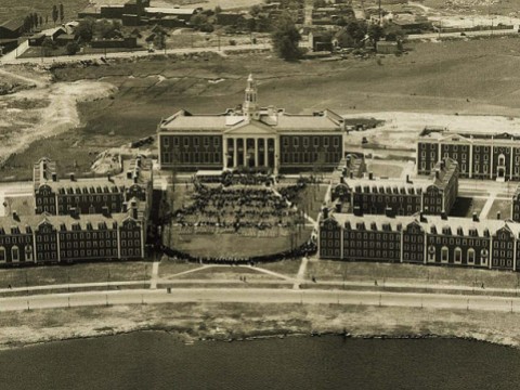 Harvard Business School campus at its unveiling in 1927
