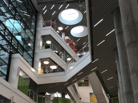 The main atrium in Harvard's new Science and Engineering Complex
