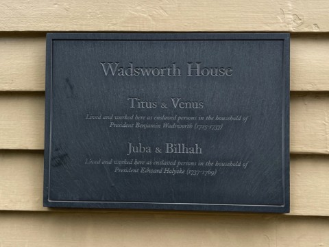 Plaque identifying enslaved people placed on Harvard’s Wadsworth House in 2016