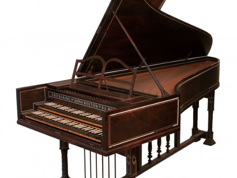 Harvard’s 1906 Dolmetsch harpsichord has two keyboards, or “manuals.”
