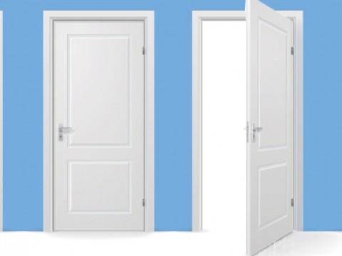 Illustration of open doors, tied to concept of commitment instead of just seeking opportunities