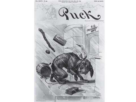<i>Puck<i> magazine cartoon from 1895 lampooning the income tax