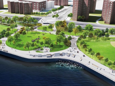 Design rendering of East Side Coastal Resiliency Project in New York City