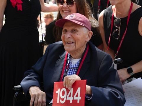 Bertram A. “Bert” Huberman ’44, M.B.A. ’48, the most senior attendee at the weekend’s festivities.