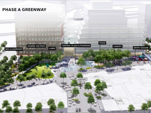 An illustrative example of what the greenway of the Enterprise Research Campus might look like