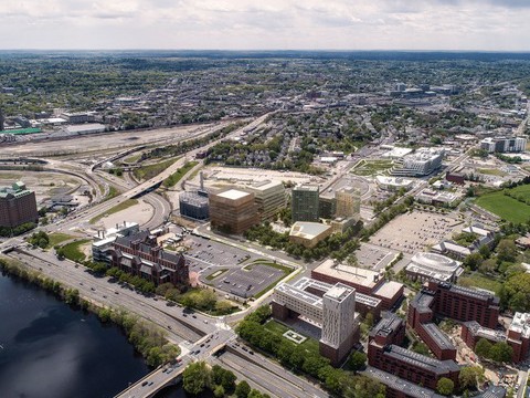 An aerial view with a photo simulation of the enterprise research campus as expected to be built