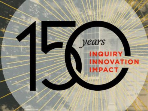 Logo that reads, "150 Years, Inquiry, Innovation, Impact"