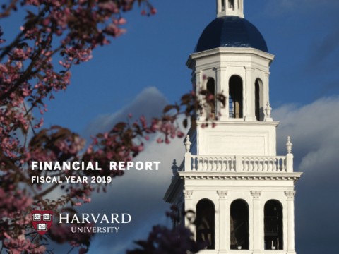 Cover of Harvard University 2019 annual financial report