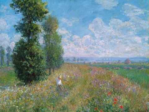 Claude Monet's painting of clouds, fields, and poplars