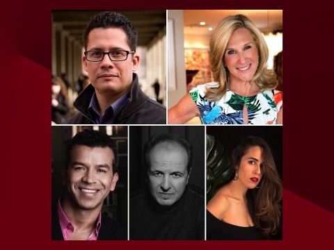 Headshot portraits of: Roberto Gonzales, Peggy Koenig, Michelle Rodriguez, Julio Reyes Copello, Sergio Trujillo