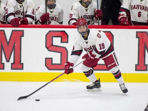 Senior forward Miye D’Oench is Harvard's lead attacker this season, with six goals and 12 points, including two assists Tuesday night against Northeastern.