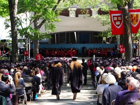 Photograph Commencement procession into Harvard Yard Tercentenary Theatre