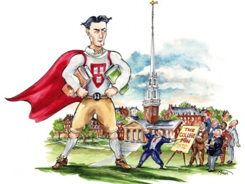 Illustration of a collegiate hero, per Theodore Roosevelt in 1907