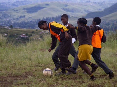 Students at Fezokuhle Primary School in Pietermaritzburg, South Africa, get outside for a soccer break—and a lesson about gender roles.