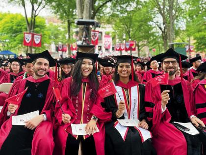 Gino Domel, Ph.D. ’24, Chanthia Ma, Ph.D. ’24, M.D. ’26, Sonya Gupta, A.M. ’24, and Jonathan Boretsky, Ph.D. ’24
