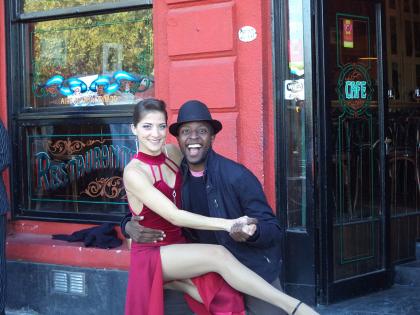 Taonga Leslie ’15 with a professional dancer in Buenos Aires, generally considered the birthplace of tango