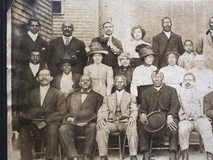 William Monroe Trotter (first row, fifth from right) with other leaders of the Liberty League, circa 1920