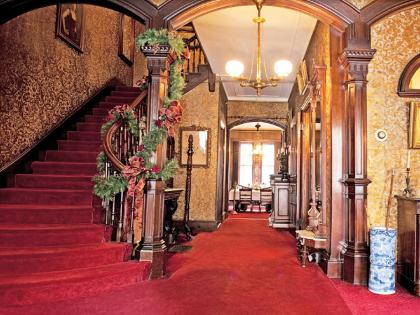 The Gibson House Museum&rsquo;s lavish entrance hall illustrates how an upper-class family lived in the early days of the Back Bay&rsquo;s development.