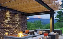 Topnotch&rsquo;s outdoor lounge has a roaring fire and mountain views.
