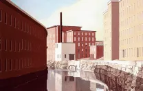 Charles Sheeler’s serene view of the <i>Amoskeag Canal</i> (1948), another work in the Currier Museum’s collection