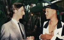 Borowitz with actor Will Smith at a 1990 Los Angeles party celebrating the premiere of <em>The Fresh Prince of Bel-Air</em>