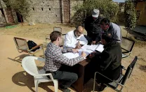 Mehrotra visits Hathigaon regularly to work out details as construction continues.