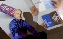 Professor Jeffrey Schnapp in the metaLAB, a research and teaching collaborative he co-founded to explore “innovative scenarios for the future of knowledge creation and dissemination in the arts and humanities.”