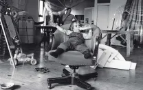 Eve, in her mother&rsquo;s East Village sculpture studio, with Mary Ann in the background