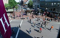 A veritable bird’s-eye view of Square and the restored 1912 subway headhouse, home to Out of Town News