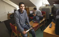Juniors Shaun Chaudhuri, a varsity tennis player, and roommate Cory Pletan at home in Eliot House