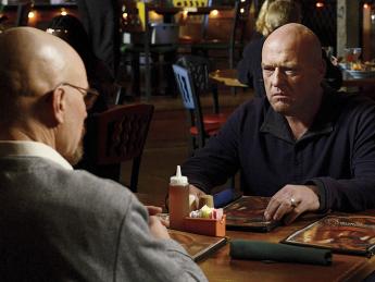 Dean Norris, at right, in the television series <i>Breaking Bad</i> with Bryan Cranston 