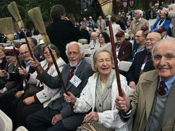 Last June, members of the College class of 1936 waved brooms to honor J.K. Rowling.