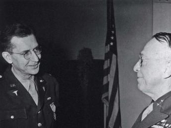 While on active duty in the Mediterranean Theater in 1944, Dr. Lyons (at left) received the Legion of Merit for exceptionally meritorious conduct in the performance of outstanding services and achievements.