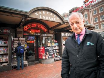 In his old haunts: novelist Andr&eacute; Aciman in the center of Harvard Square 
