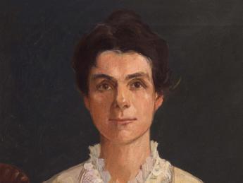Painted portrait of Adella Hunt Logan
