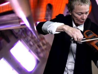 During her Norton Lectures, Laurie Anderson plays a violin of her own invention.