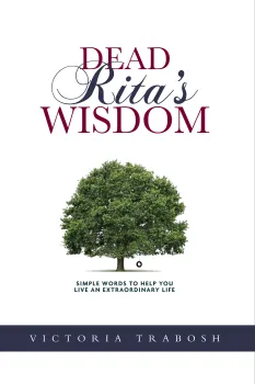 Book cover with a large green tree and the title "Dead Rita's Wisdom" in elegant font.