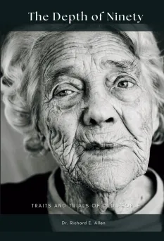 Close-up portrait of an elderly woman with deep wrinkles, conveying a sense of wisdom and experience.