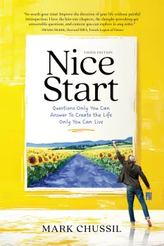 Book cover featuring a person reaching towards a vibrant yellow background, titled "Nice Start."