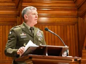 Lt. General McGee standing at podium