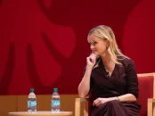 Reese Witherspoon during a panel at Harvard Business School