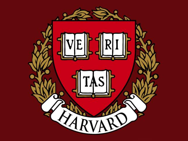 Harvard shield on red background