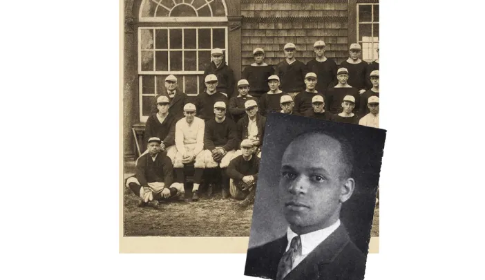 Student photograph of Earl Brown in 1920, and baseball team photo with Brown in 1924