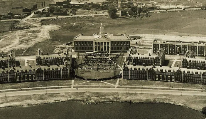 Harvard Business School campus at its unveiling in 1927