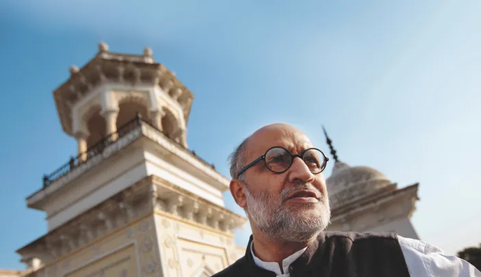 Rahul Mehrotra at the Chowmahalla Palace in Hyderabad. The earliest structures of the palace complex were built in a Palladian Neoclassical style; as the rulers gained in confidence, they adopted the Islamic Revivalist style shown here.