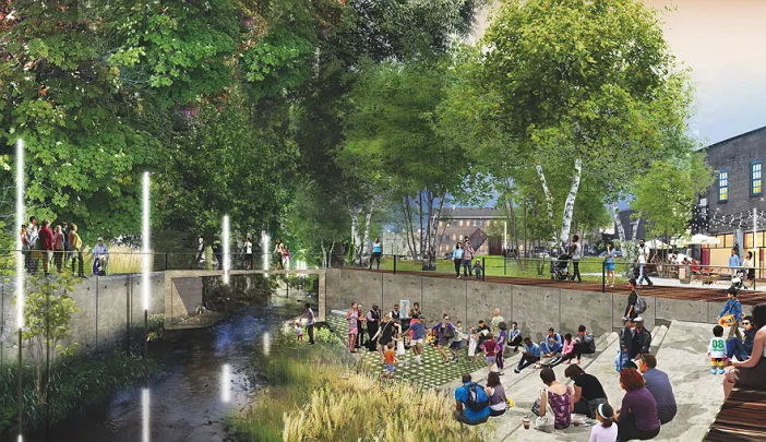 A rendering of MASS Design’s proposal to reclaim the waterfront and renew Poughkeepsie’s center