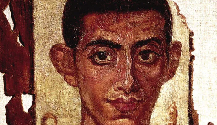 Painted portrait of a man from a Hellenistic coffin found in Egypt