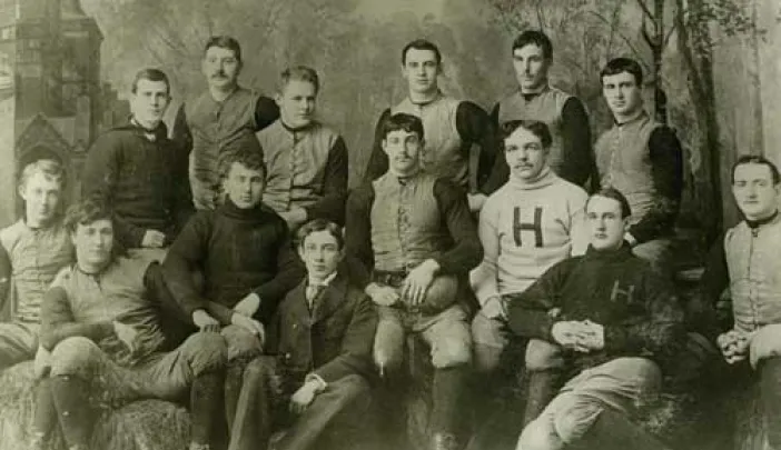 The 1892 Harvard football team. William Henry Lewis is in the white letter sweater.