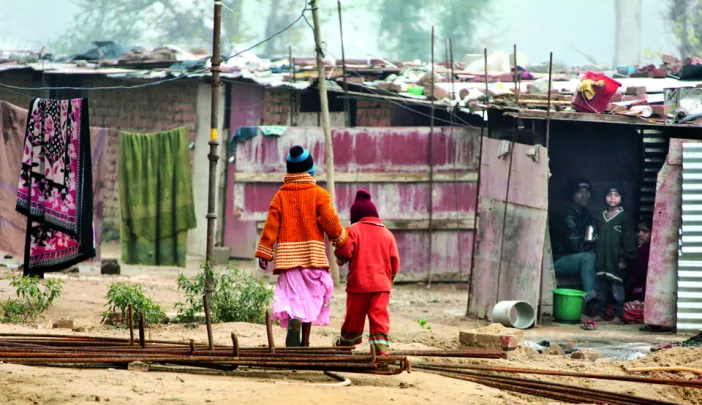 Housing for workers at a construction site in Gurgaon, near Delhi.
