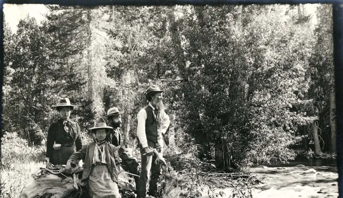 Muir (at right) with his daughters Wanda and Helen and a friend at Kings Canyon, California, in 1902